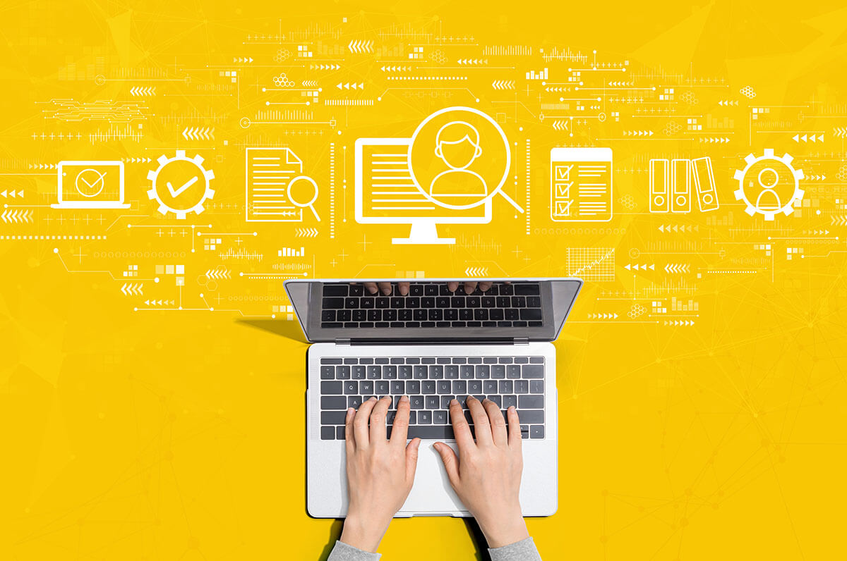 Document accessibility concept with person using laptop.